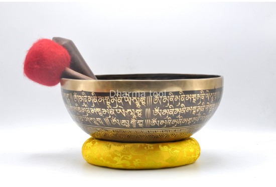 Akshobhya Buddha Tibetan Singing Bowl with Om Mani Padme Hum Mantra & Mantra Mandala Design