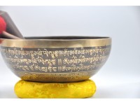 Akshobhya Buddha Tibetan Singing Bowl with Om Mani Padme Hum Mantra & Mantra Mandala Design