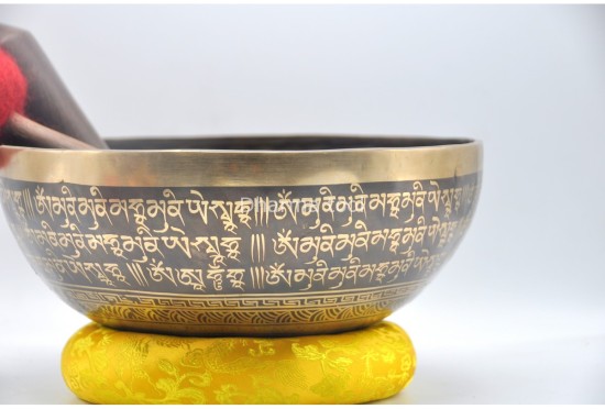 Akshobhya Buddha Tibetan Singing Bowl with Om Mani Padme Hum Mantra & Mantra Mandala Design