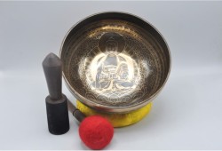 Akshobhya Buddha Tibetan Singing Bowl with Om Mani Padme Hum Mantra & Mantra Mandala Design