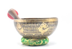 Chakra Yogi Tibetan Singing Bowl with Om Mani Padme Hum Mantra & Mantra Mandala Design