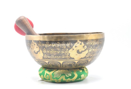 Chakra Yogi Tibetan Singing Bowl with Om Mani Padme Hum Mantra & Mantra Mandala Design
