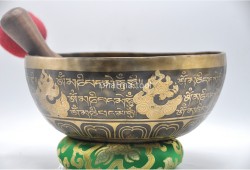 Chakra Yogi Tibetan Singing Bowl with Om Mani Padme Hum Mantra & Mantra Mandala Design