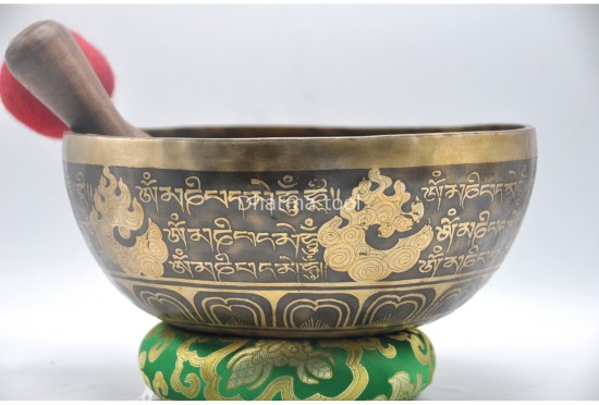 Chakra Yogi Tibetan Singing Bowl with Om Mani Padme Hum Mantra & Mantra Mandala Design
