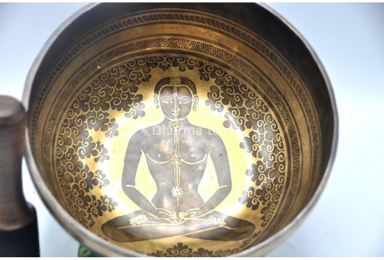Chakra Yogi Tibetan Singing Bowl with Om Mani Padme Hum Mantra & Mantra Mandala Design