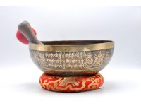 Green Tara Tibetan Singing Bowl with Tibetan Mantra & Sacred Conch Design
