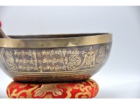 Green Tara Tibetan Singing Bowl with Tibetan Mantra & Sacred Conch Design