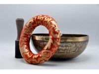 Green Tara Tibetan Singing Bowl with Tibetan Mantra & Sacred Conch Design