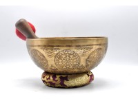 Amoghasiddhi Buddha Tibetan Singing Bowl – Thanka Artist Etched with Shree Yantra, Flower of Life & Double Dorje