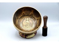 Amoghasiddhi Buddha Tibetan Singing Bowl – Thanka Artist Etched with Shree Yantra, Flower of Life & Double Dorje