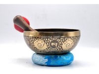 Chakra Symbol Tibetan Singing Bowl with Tibetan Mantra & Sacred Conch Design
