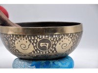 Chakra Symbol Tibetan Singing Bowl with Tibetan Mantra & Sacred Conch Design
