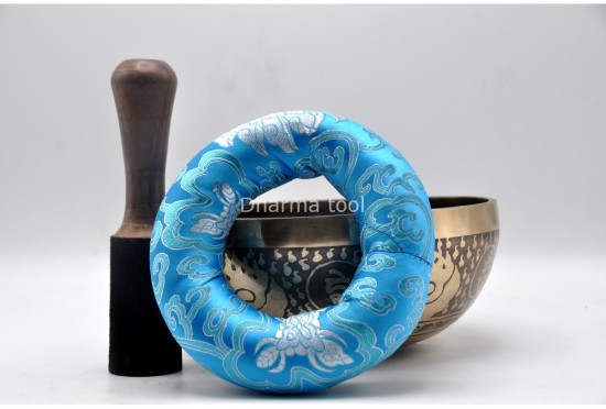 Chakra Symbol Tibetan Singing Bowl with Tibetan Mantra & Sacred Conch Design