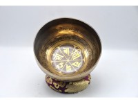 Ashtamangala Tibetan Singing Bowl with Nepa Mantra Wheel & Hindu Om Symbol
