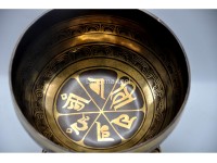Ashtamangala Tibetan Singing Bowl with Nepa Mantra Wheel & Hindu Om Symbol