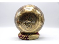 Ashtamangala Tibetan Singing Bowl with Nepa Mantra Wheel & Hindu Om Symbol