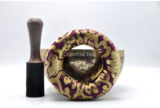 Ashtamangala Tibetan Singing Bowl with Nepa Mantra Wheel & Hindu Om Symbol
