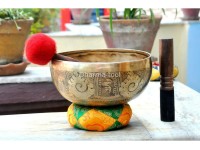 Tibetan Mantra Etched Singing Bowl – Conch Symbol Engraved (Multiple Sizes Available)