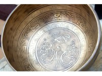 Tibetan Mantra Etched Singing Bowl – Conch Symbol Engraved (Multiple Sizes Available)