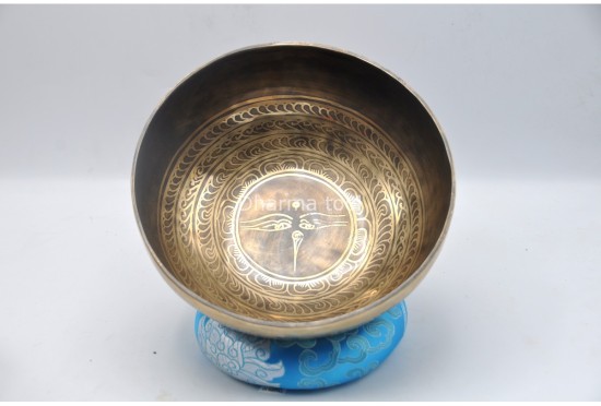 Eyes of Buddha Tibetan Singing Bowl with Om Mani Padme Hum Mantra & Endless Knot Design
