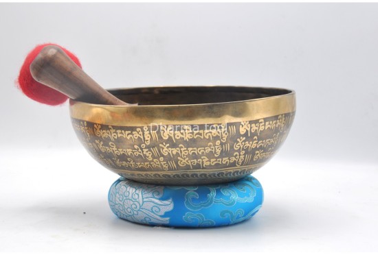 Eyes of Buddha Tibetan Singing Bowl with Om Mani Padme Hum Mantra & Endless Knot Design