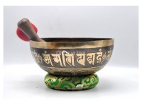 Akshobhya Buddha Tibetan Singing Bowl with Nepa Script Mantra & Tibetan Om Symbol