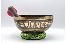 Akshobhya Buddha Tibetan Singing Bowl with Nepa Script Mantra & Tibetan Om Symbol