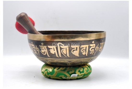Akshobhya Buddha Tibetan Singing Bowl with Nepa Script Mantra & Tibetan Om Symbol