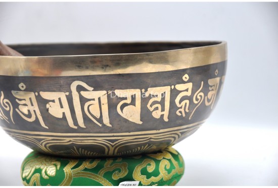 Akshobhya Buddha Tibetan Singing Bowl with Nepa Script Mantra & Tibetan Om Symbol