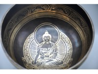 Akshobhya Buddha Tibetan Singing Bowl with Nepa Script Mantra & Tibetan Om Symbol