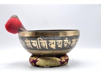 Green Tara Tibetan Singing Bowl with Nepa Script Mantra & Incense Burner Symbol