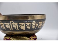Green Tara Tibetan Singing Bowl with Nepa Script Mantra & Incense Burner Symbol