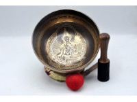 Green Tara Tibetan Singing Bowl with Nepa Script Mantra & Incense Burner Symbol