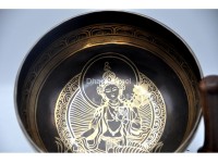 Green Tara Tibetan Singing Bowl with Nepa Script Mantra & Incense Burner Symbol