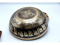 Green Tara Tibetan Singing Bowl with Nepa Script Mantra & Incense Burner Symbol