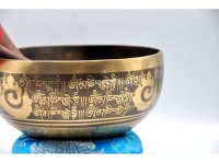 Tibetan Om Singing Bowl with Om Mani Padme Hum Mantra & Eyes of Buddha Design