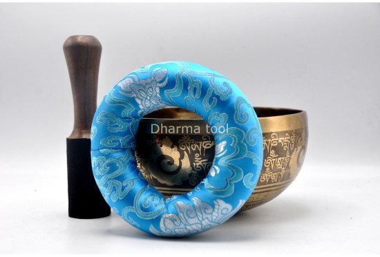 Tibetan Om Singing Bowl with Om Mani Padme Hum Mantra & Eyes of Buddha Design