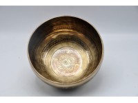 Double Dorje Tibetan Singing Bowl with Mantra & Fire Etching and Flower of Life Design