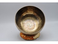 Double Dorje Tibetan Singing Bowl with Mantra & Fire Etching and Flower of Life Design