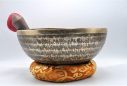 Ganesha Tibetan Singing Bowl with Tibetan Mantra & Buddha-Eyes Mandala Design