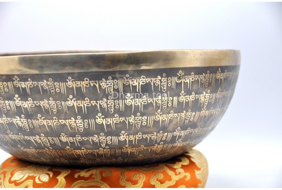 Ganesha Tibetan Singing Bowl with Tibetan Mantra & Buddha-Eyes Mandala Design