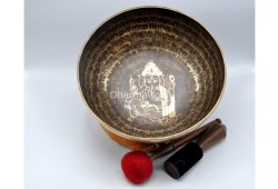 Ganesha Tibetan Singing Bowl with Tibetan Mantra & Buddha-Eyes Mandala Design