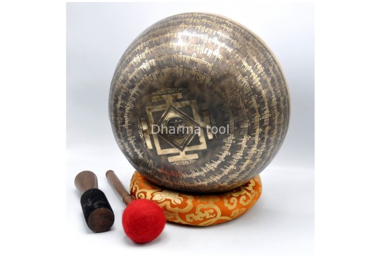 Ganesha Tibetan Singing Bowl with Tibetan Mantra & Buddha-Eyes Mandala Design