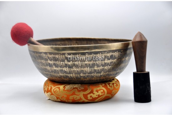 Ganesha Tibetan Singing Bowl with Tibetan Mantra & Buddha-Eyes Mandala Design
