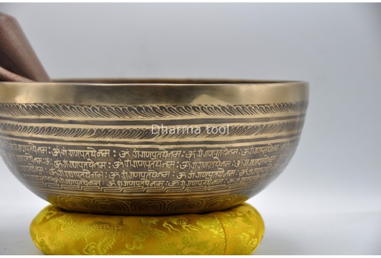 Ganesha Sanskrit Mantra Tibetan Singing Bowl with Shatkona Sacred Geometry