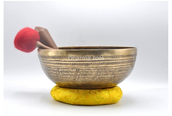 Ganesha Sanskrit Mantra Tibetan Singing Bowl with Shatkona Sacred Geometry