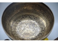 Ganesha Sanskrit Mantra Tibetan Singing Bowl with Shatkona Sacred Geometry