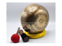 Ganesha Sanskrit Mantra Tibetan Singing Bowl with Shatkona Sacred Geometry