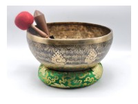 Double Dorje Tibetan Singing Bowl with Tibetan Mantra & Double Fish Auspicious Symbol