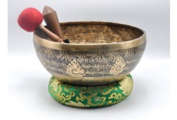 Double Dorje Tibetan Singing Bowl with Tibetan Mantra & Double Fish Auspicious Symbol